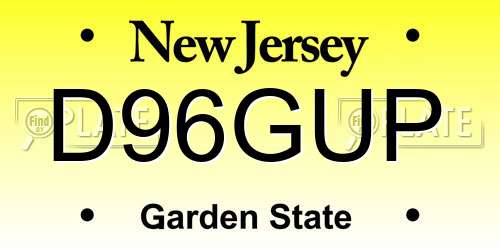 D96GUP New Jersey License Plate