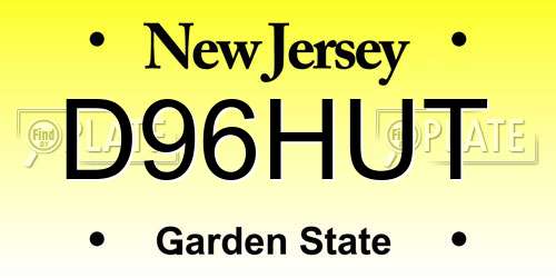 D96HUT New Jersey License Plate