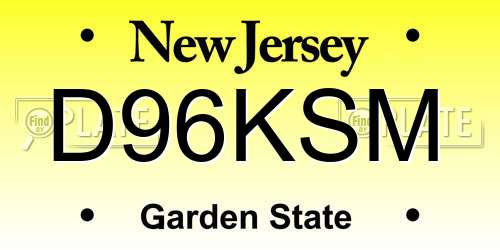 D96KSM New Jersey License Plate