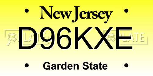 D96KXE New Jersey License Plate
