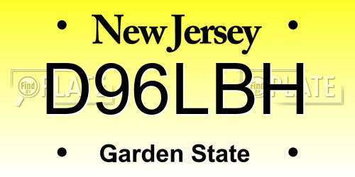 D96LBH New Jersey License Plate