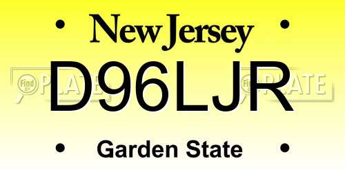 D96LJR New Jersey License Plate