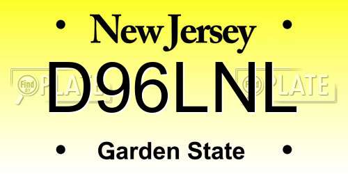 D96LNL New Jersey License Plate