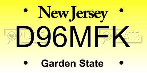 D96MFK New Jersey License Plate