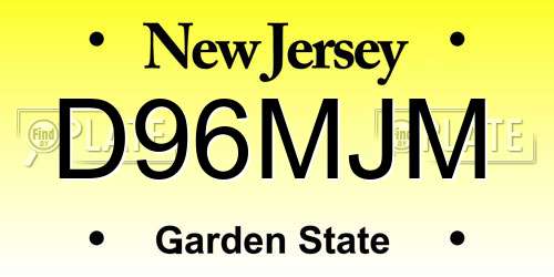 D96MJM New Jersey License Plate