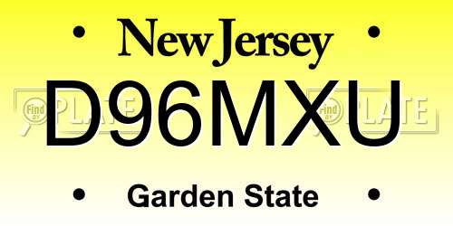 D96MXU New Jersey License Plate