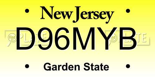 D96MYB New Jersey License Plate