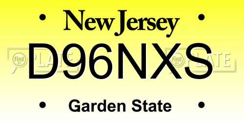D96NXS New Jersey License Plate