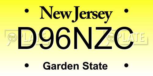D96NZC New Jersey License Plate