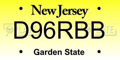 D96RBB New Jersey License Plate