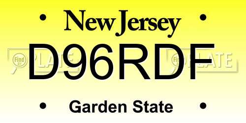 D96RDF New Jersey License Plate