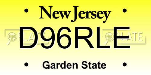 D96RLE New Jersey License Plate