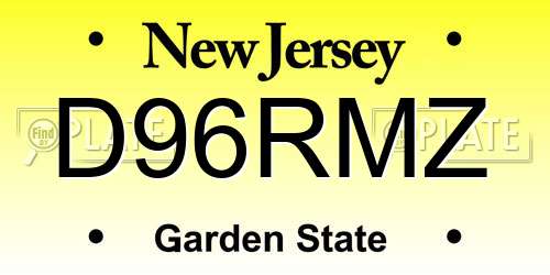 D96RMZ New Jersey License Plate