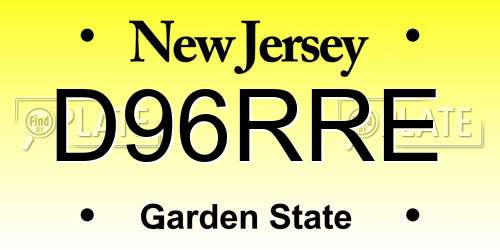 D96RRE New Jersey License Plate