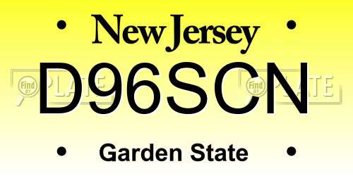 D96SCN New Jersey License Plate
