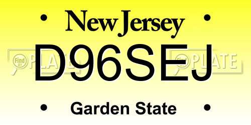 D96SEJ New Jersey License Plate