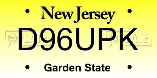 D96UPK New Jersey License Plate