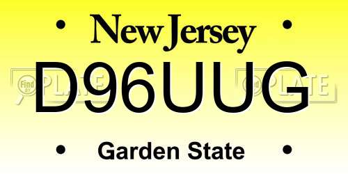 D96UUG New Jersey License Plate