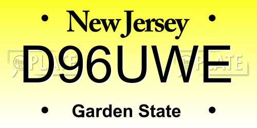 D96UWE New Jersey License Plate