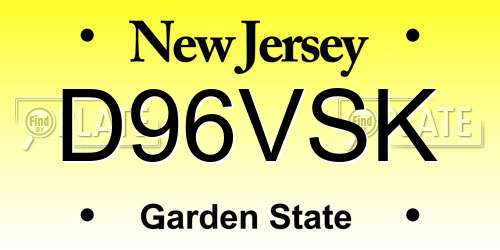 D96VSK New Jersey License Plate