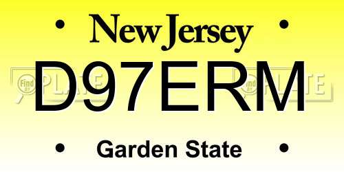 D97ERM New Jersey License Plate