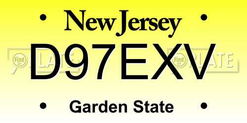 D97EXV New Jersey License Plate