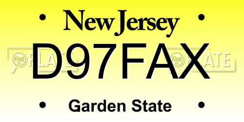 D97FAX New Jersey License Plate