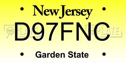 D97FNC New Jersey License Plate