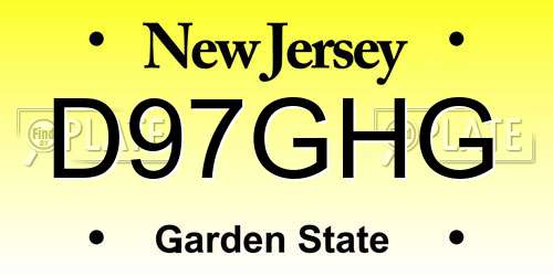 D97GHG New Jersey License Plate