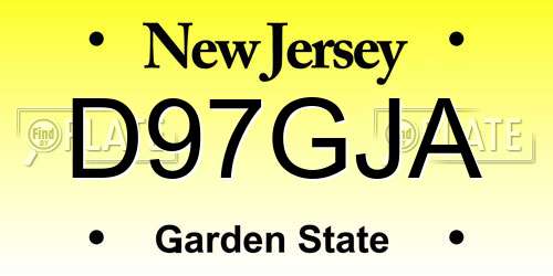 D97GJA New Jersey License Plate