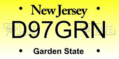 D97GRN New Jersey License Plate