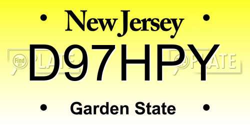 D97HPY New Jersey License Plate
