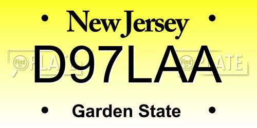 D97LAA New Jersey License Plate