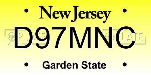 D97MNC New Jersey License Plate