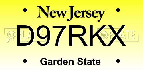 D97RKX New Jersey License Plate