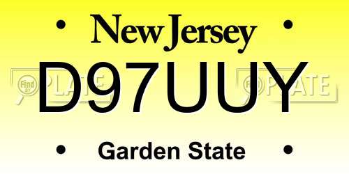 D97UUY New Jersey License Plate