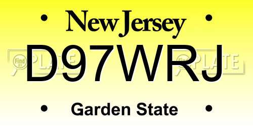 D97WRJ New Jersey License Plate