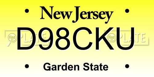 D98CKU New Jersey License Plate
