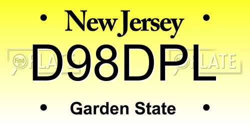 D98DPL New Jersey License Plate