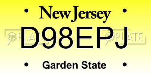D98EPJ New Jersey License Plate