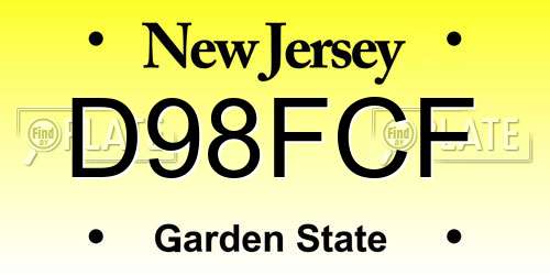 D98FCF New Jersey License Plate