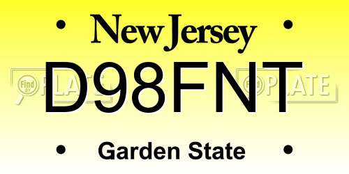 D98FNT New Jersey License Plate
