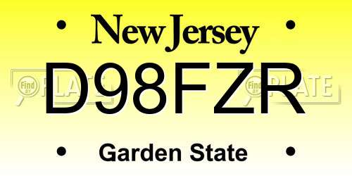 D98FZR New Jersey License Plate
