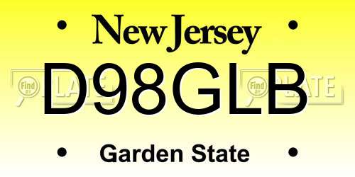 D98GLB New Jersey License Plate