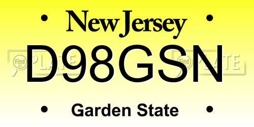 D98GSN New Jersey License Plate