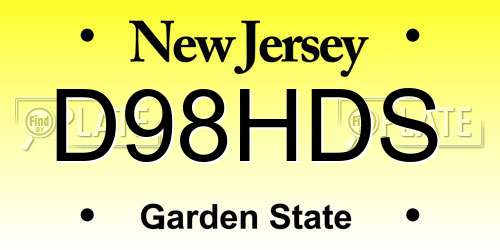 D98HDS New Jersey License Plate