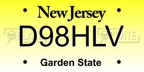 D98HLV New Jersey License Plate