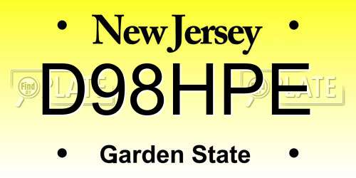 D98HPE New Jersey License Plate