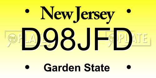 D98JFD New Jersey License Plate