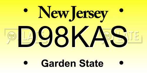 D98KAS New Jersey License Plate